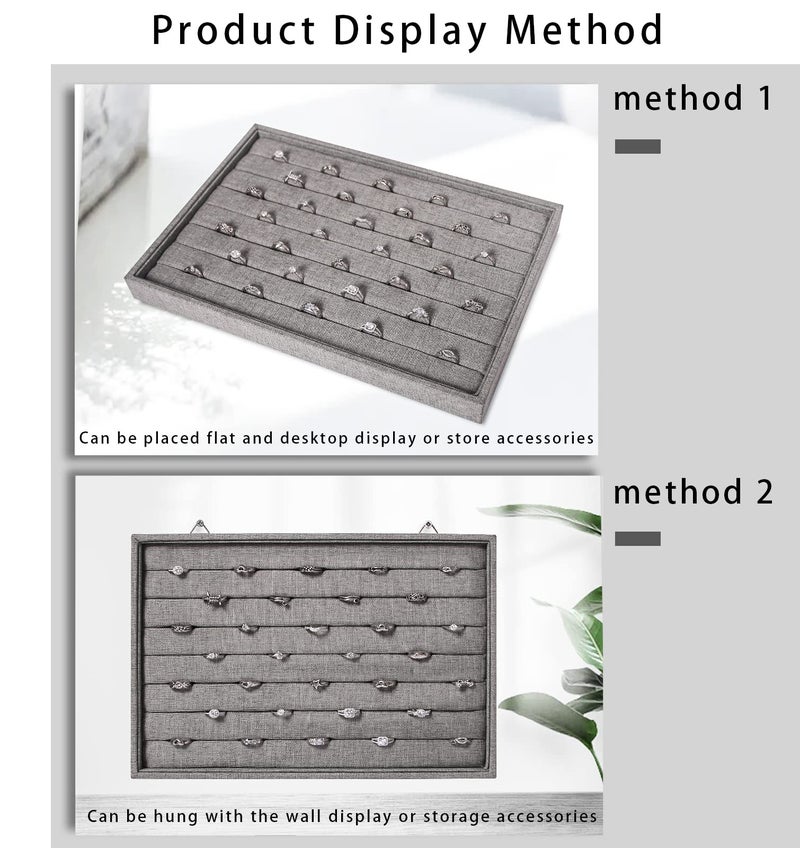 Coward Wall Mount Earring Holder Organizer,Ring Jewelry Tray for Drawer Stud Earring Storage Box (gray linen) - Image 3